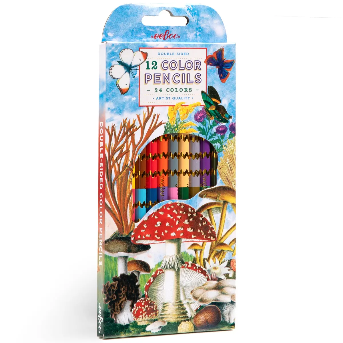 Eeboo Mushroom Double-Sided Color Pencils - 12Pc Set 1