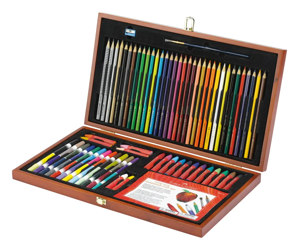 Faber-Castell Young Artist Essentials - 64-Piece Art Set In Deluxe Wood Case 1
