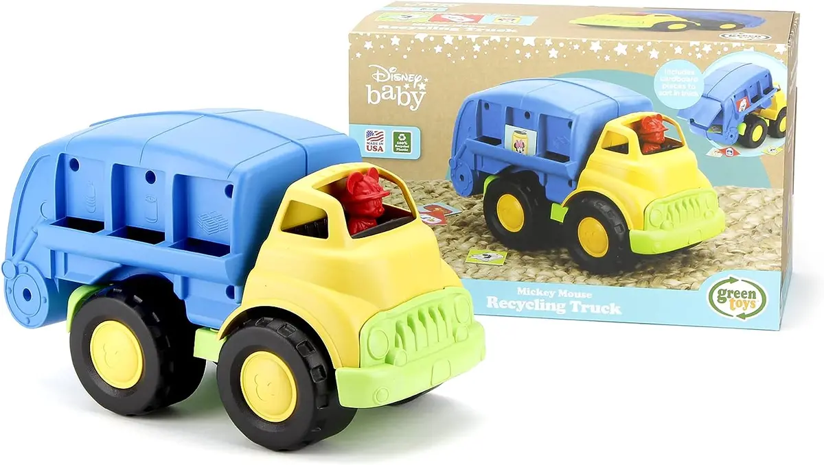 Green Toys Disney Mickey Mouse Blue Recycling Truck, Eco-Friendly Play Vehicle 1