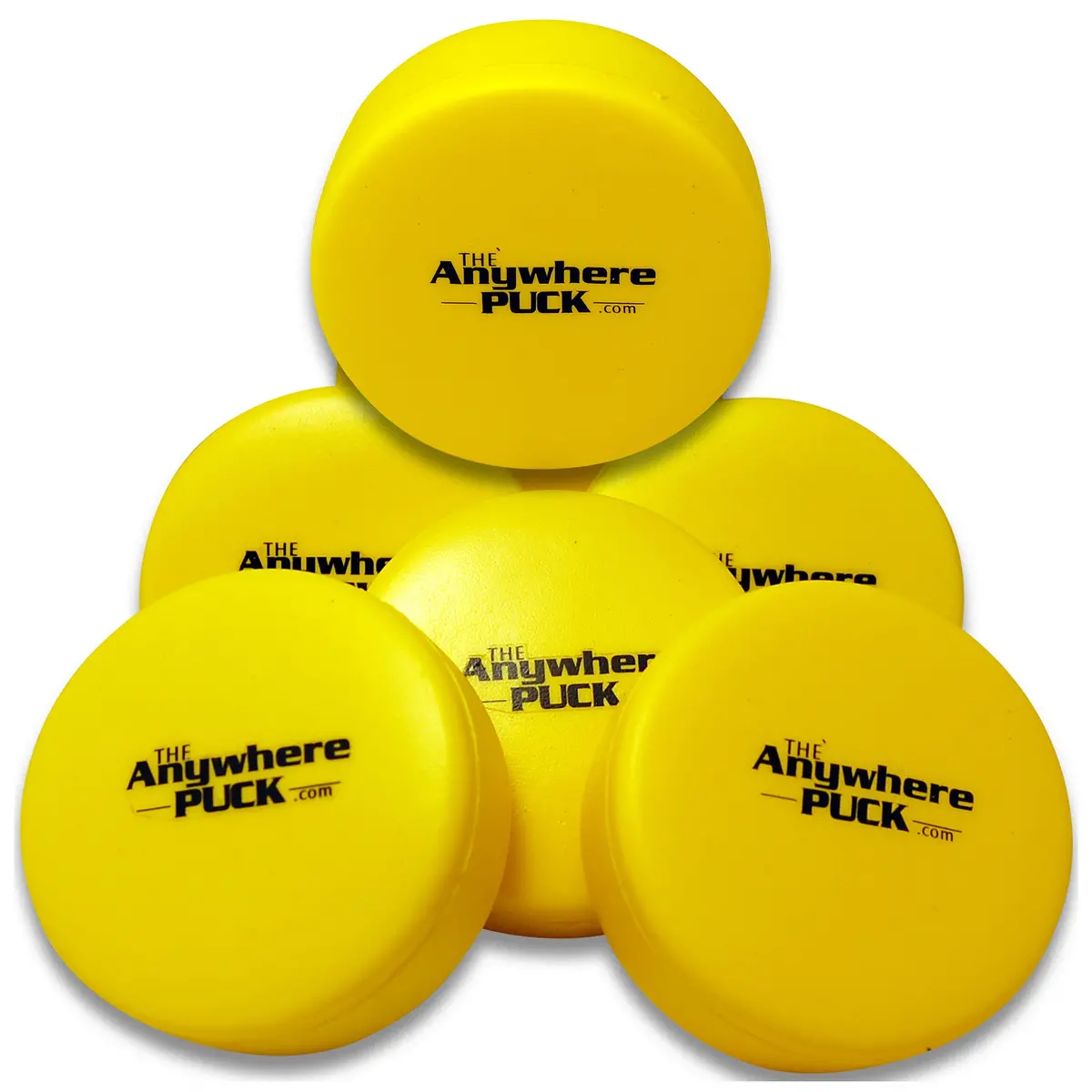 Anywhere Sports The Anywhere Puck 6-Pack Yellow Foam Hockey Training Set For Kids 1