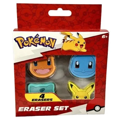 Pokemon 4-Pack Shaped Eraser Collection 1