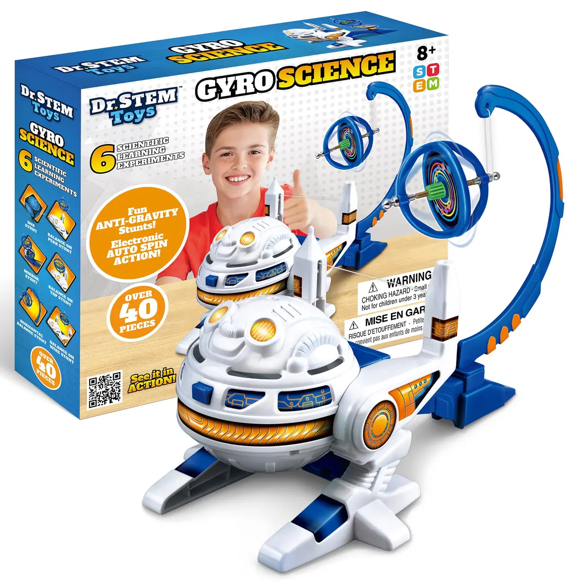 Dr. Stem Gyro Science 40-Piece Kit - Gyroscope Stunts & Auto Spin For Kids 8+ 1