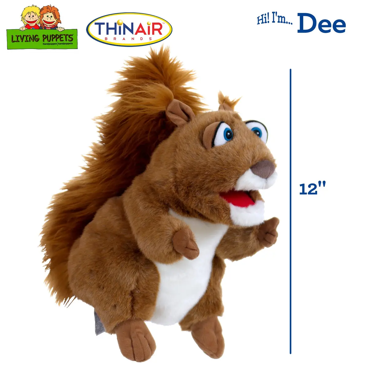 Living Puppets Dee The Brown Squirrel - 12" Plush Hand Puppet, Soft & Articulate Companion 2