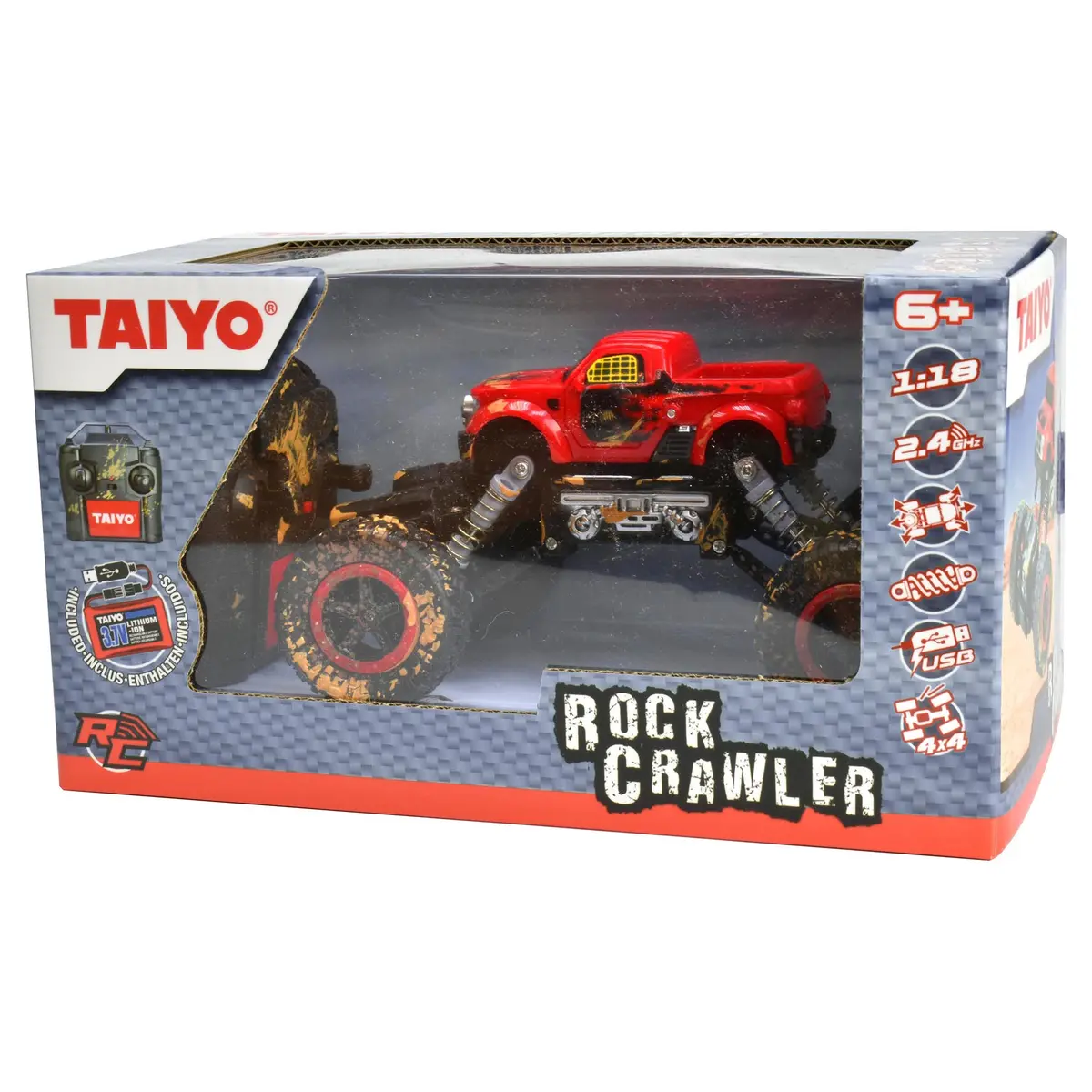 Taiyo Rock Crawler 1:18 Scale Radio Control Vehicle - Red 1