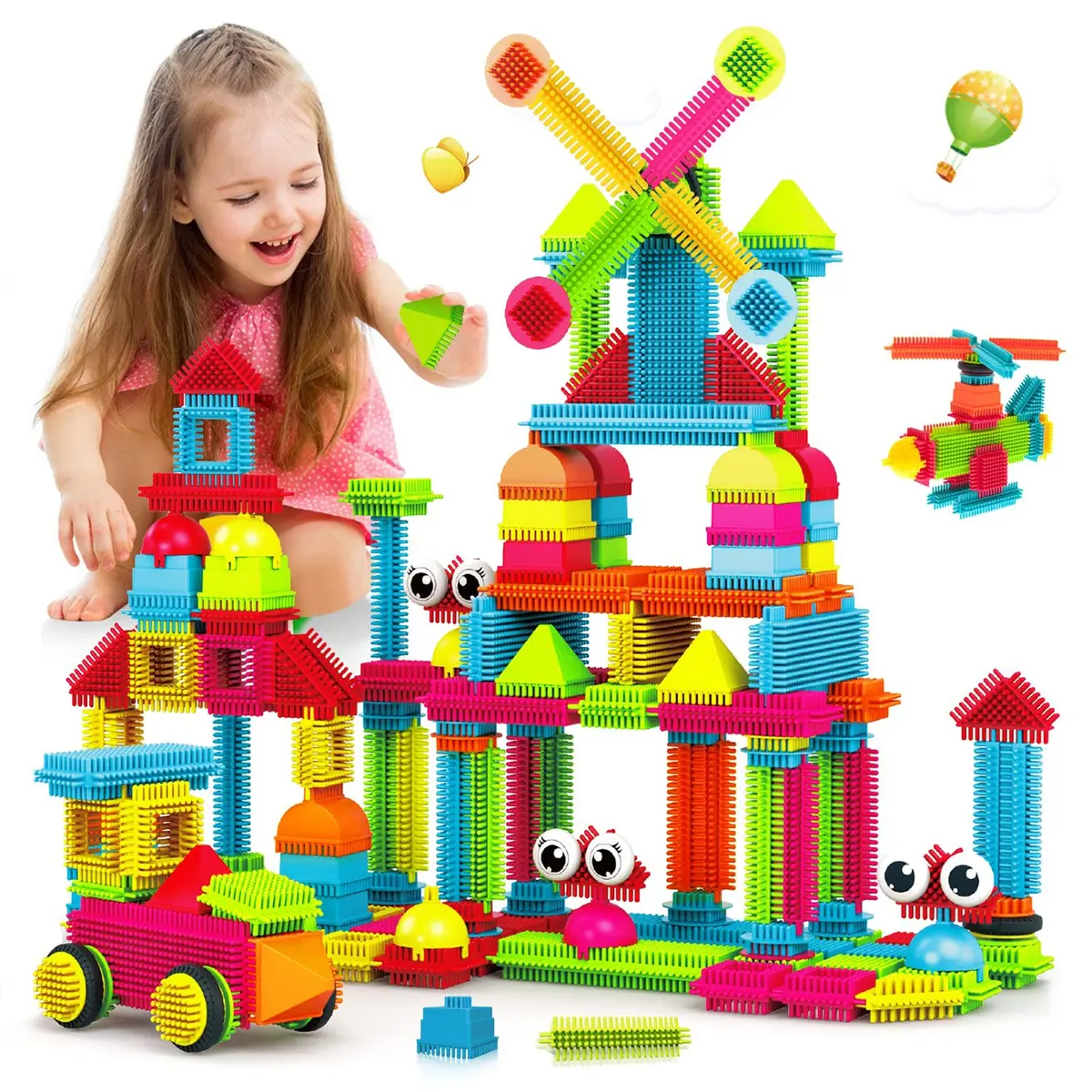 Contixo St5 144-Piece Bristle Shape 3D Tile Stem Building Block Set 1