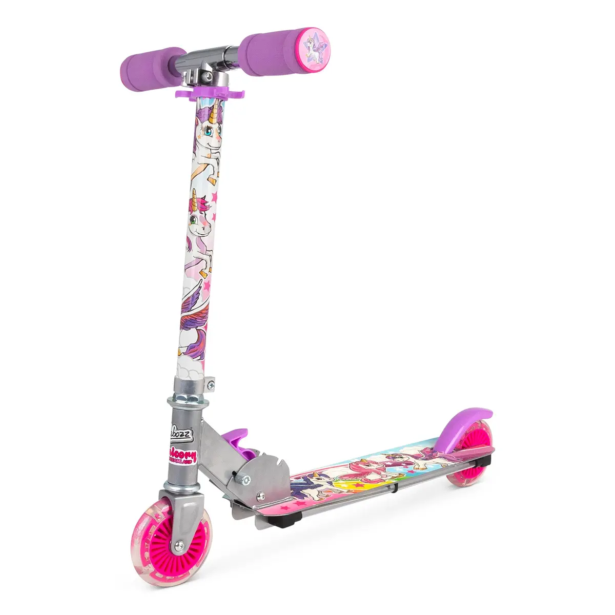 Ozbozz Unicorn Flashing Scooter With Light-Up Wheels And Foldable Design 1