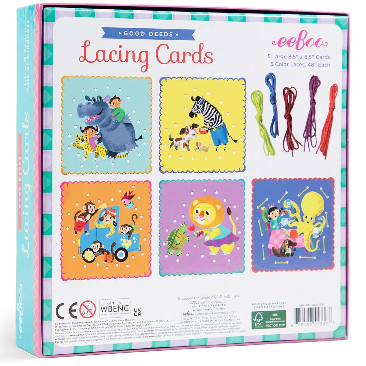 Good Deeds: Animal Themed Lacing Cards - Set Of 5 With Colorful Laces 1