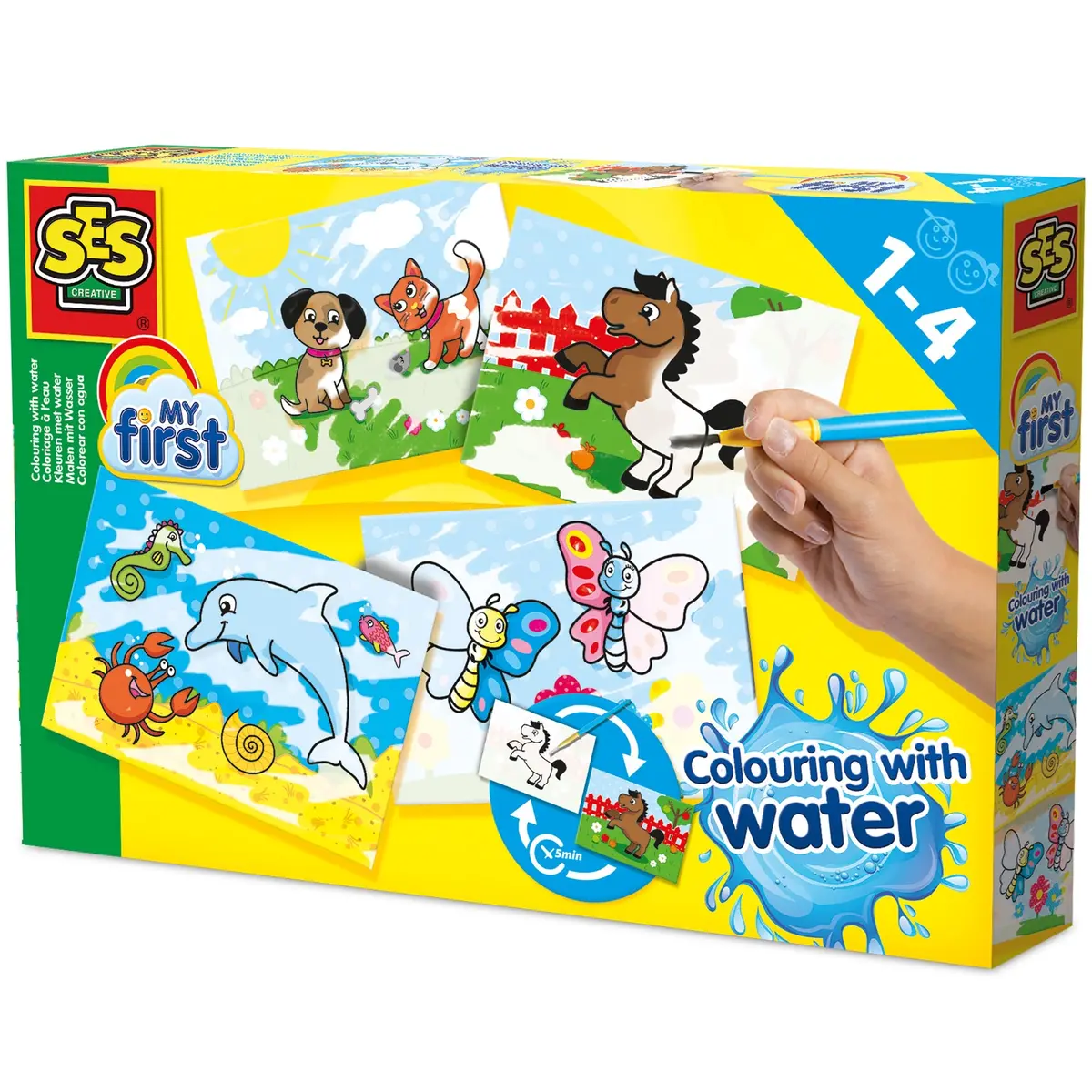 Ses Creative My First Coloring With Water Art Set - 4 Reusable Animal Boards 1