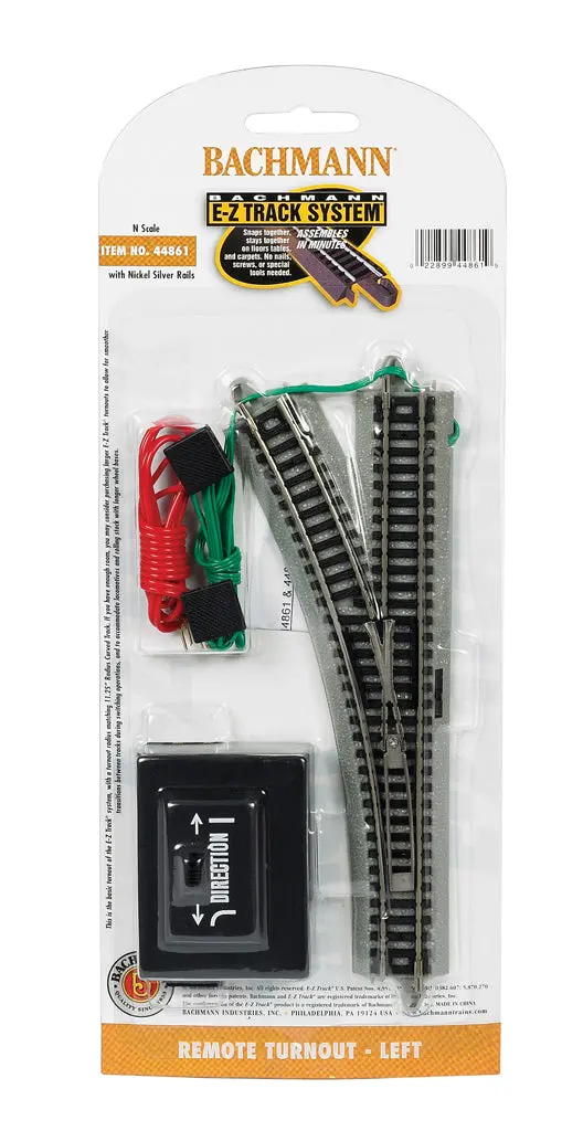 Bachmann Trains - Ho Scale Snap-Fit E-Z Track Remote Turnout - Left, Steel Alloy Rail With Black Roadbed 1
