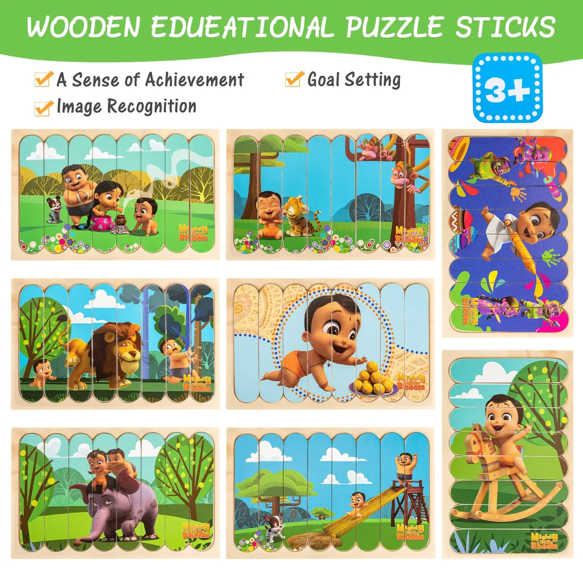 Mighty Little Bheem 32 Piece Wooden Puzzle Sticks Set 1