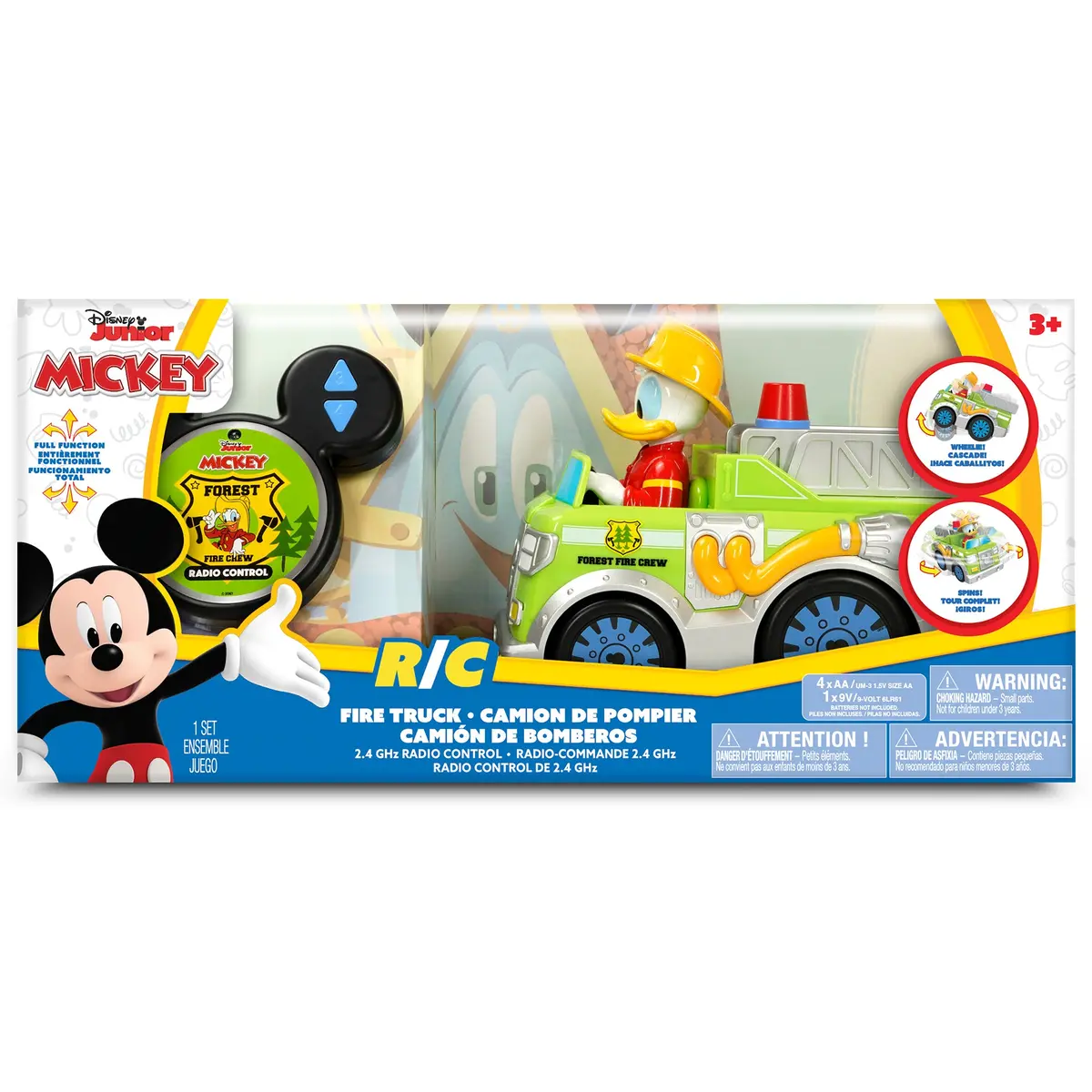 Disney Junior: 9" R/C Donald Duck Firetruck - Light-Up Toy Vehicle - Green 1