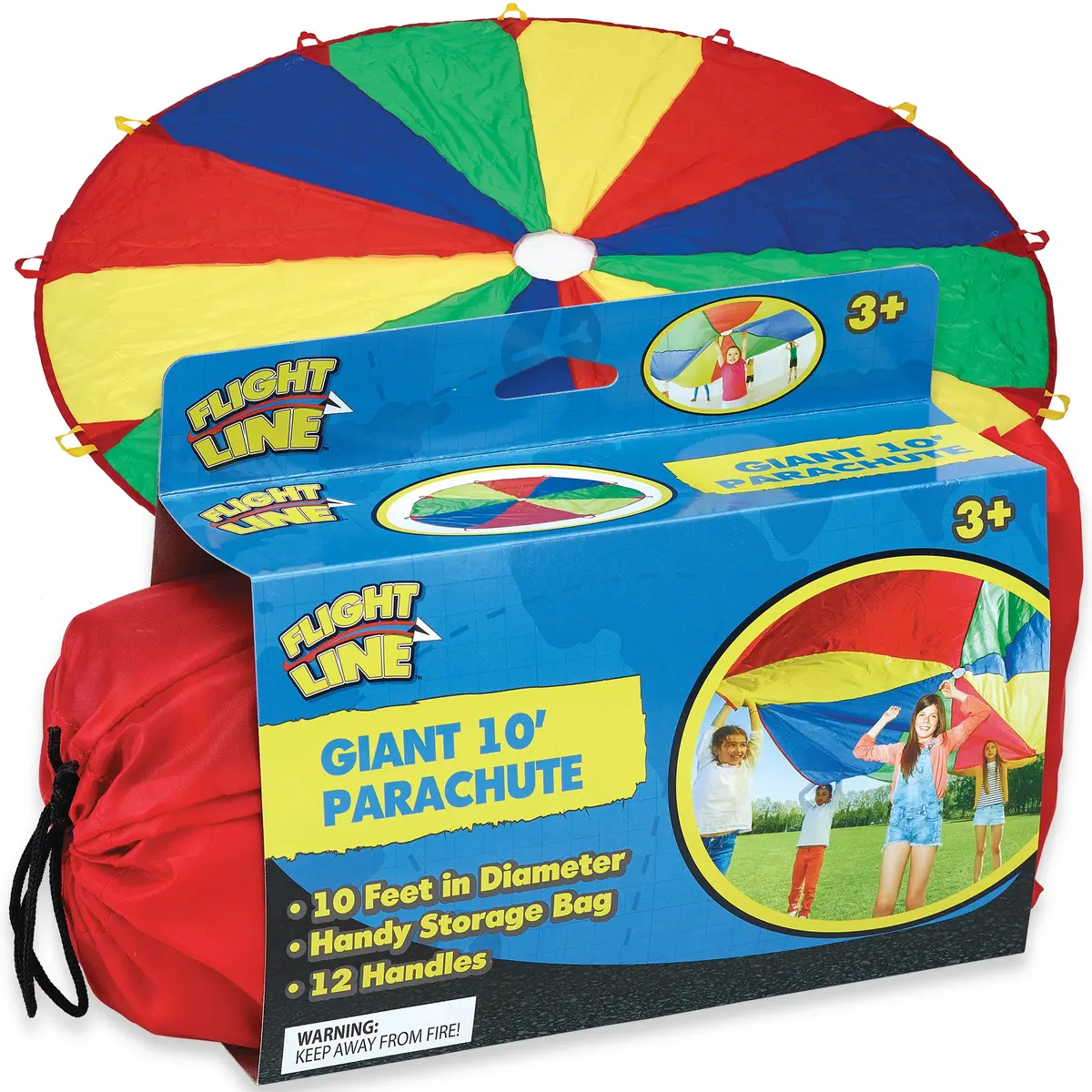 Flight Line Giant 10' Parachute - Colorful Sports Play For Kids Aged 3+ 1