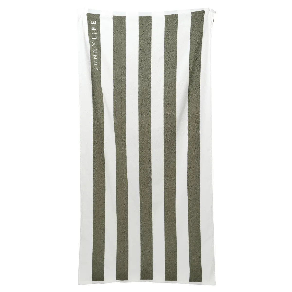 Sunnylife Luxurious Beach Towel Vacay - Olive Stripe Cotton Oasis 1