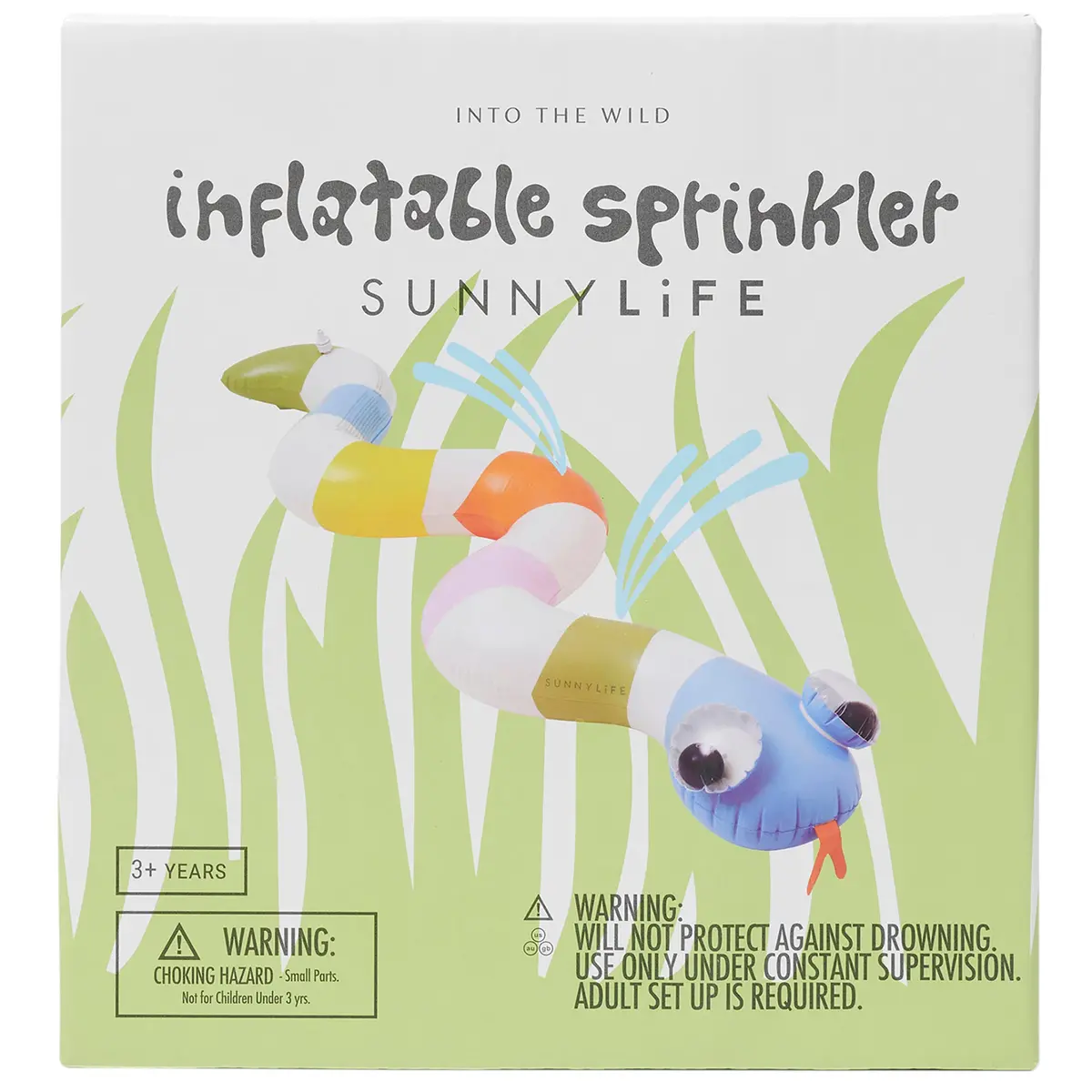 Sunnylife Inflatable Sprinkler - Into The Wild Snake, 72" Pastel Stripe 1