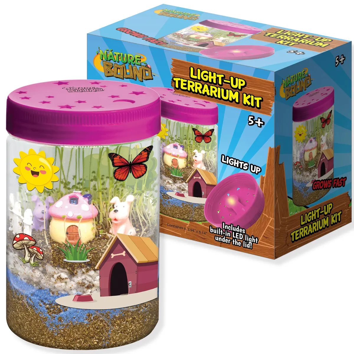 Nature Bound Light-Up Terrarium Kit – Pink Mini Garden Jar With Led For Kids 5+ 1