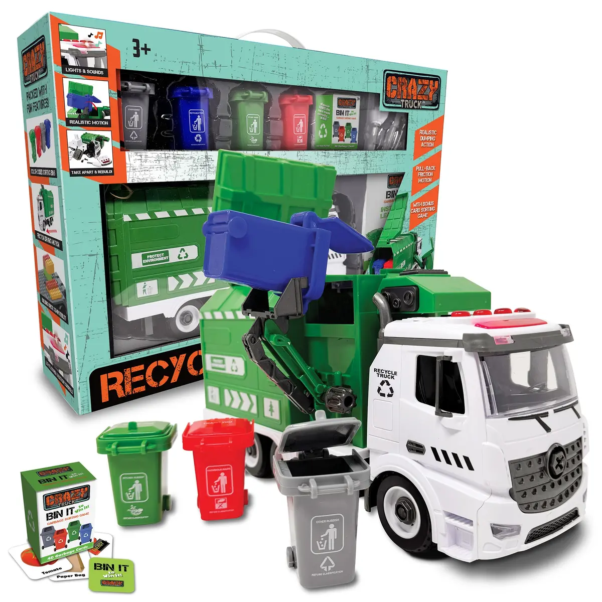 Crazy Truck City Recycler - 1:16 Scale Interactive Toy Recycling Truck 1
