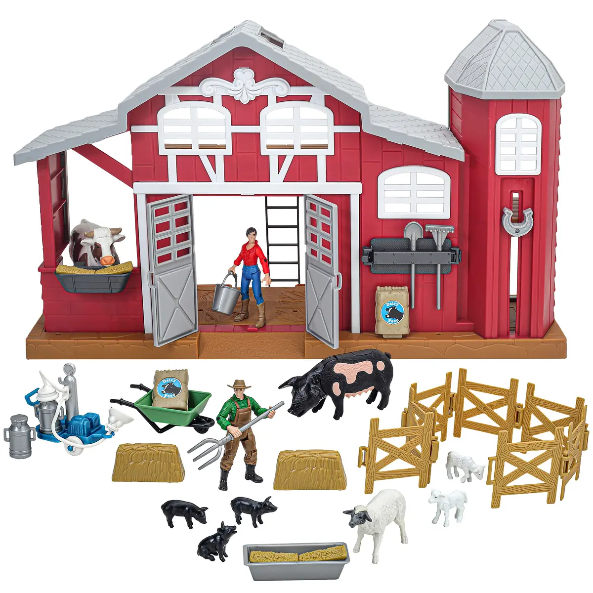 Big Country Toys Dairy Barn Playset - 38 Pieces With Farmers And Animals 1