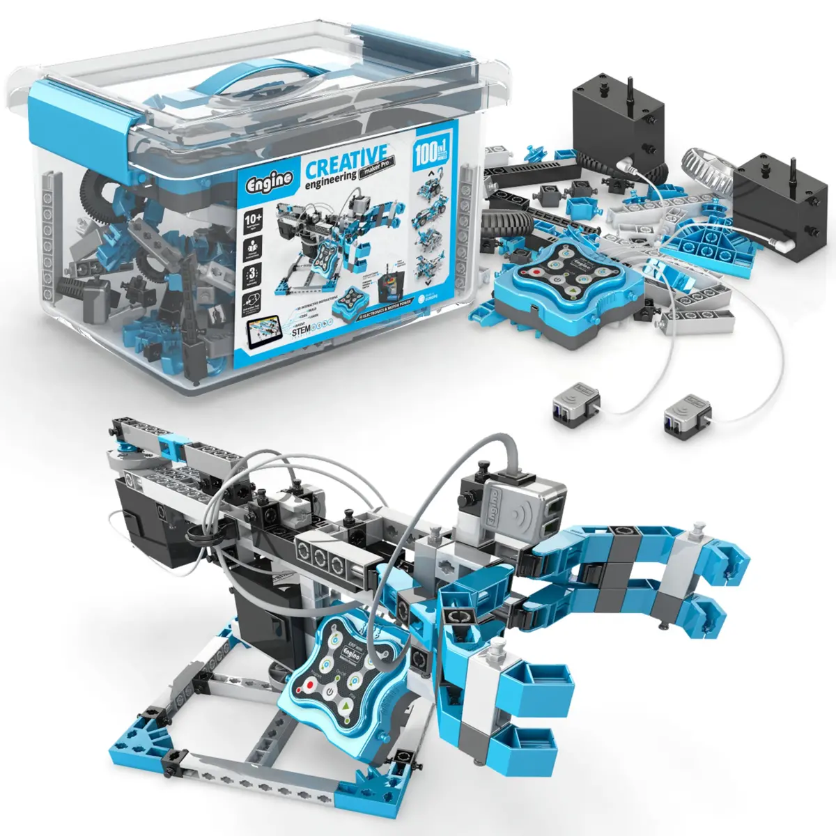 Engino Creative Engineering Maker Pro - 100 Models Stem Kit With Robotics And Coding, Ir Sensor & Motor 1
