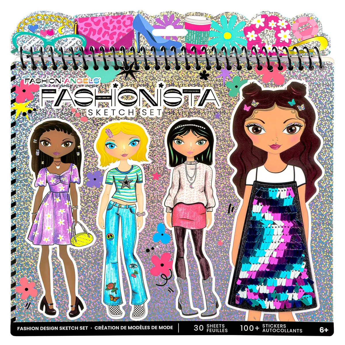 Creative Kids Fashionista Sketch Portfolio Set With Stencils, Stickers, And Markers 1