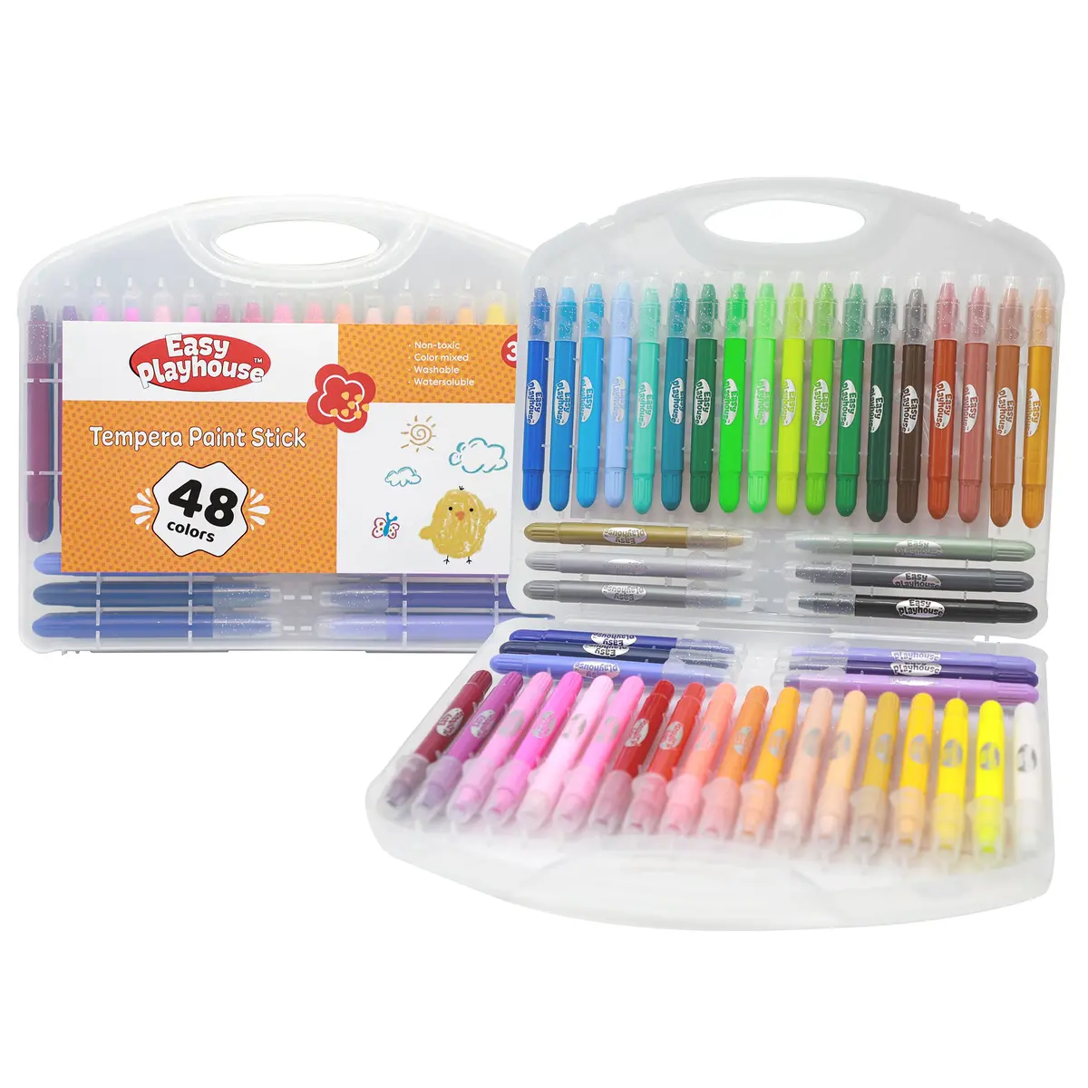 Easy Playhouse Vibrant Tempera Paint Sticks - 48Pk, Non-Toxic 1