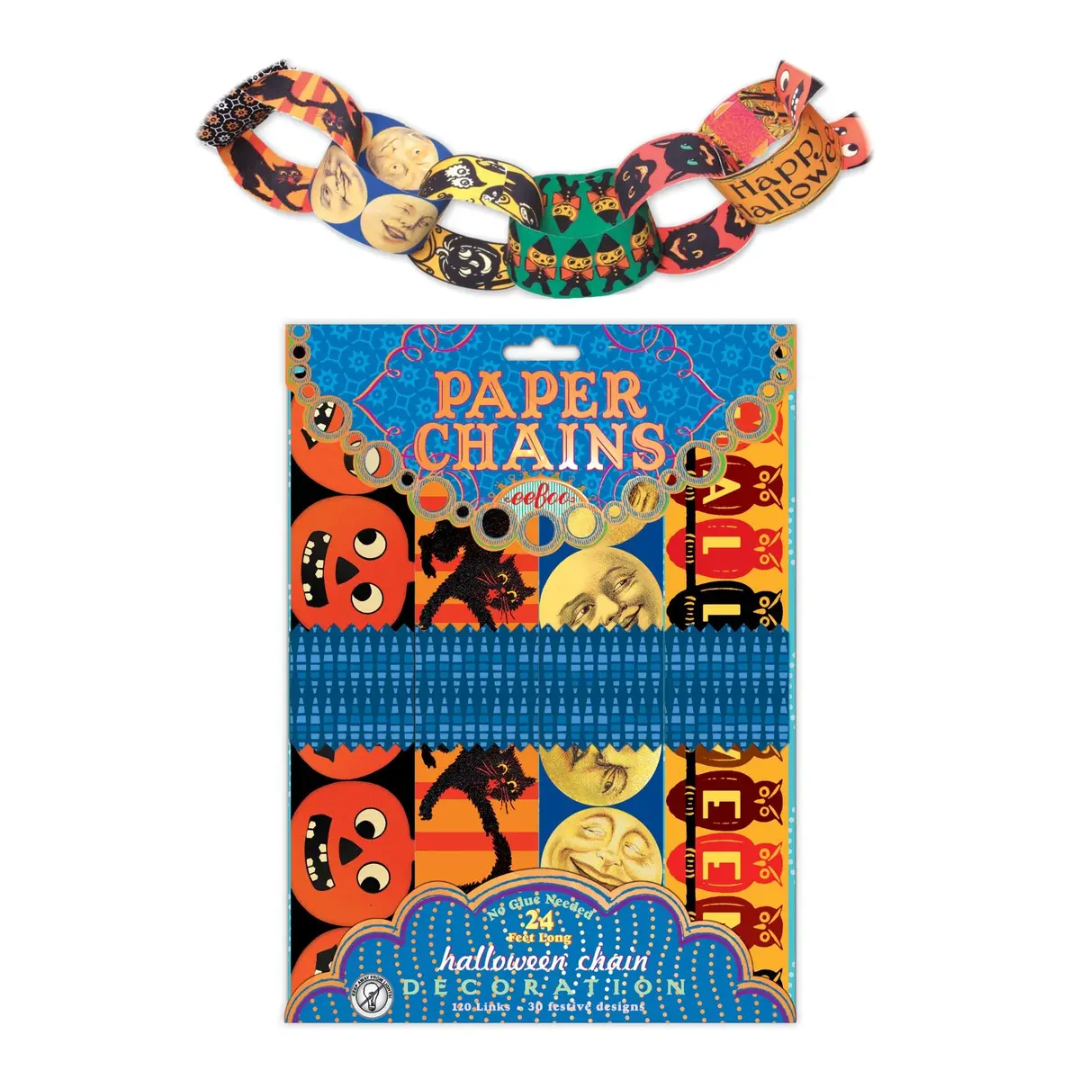 Eeboo Vintage Halloween 120-Link Paper Chain Decoration Kit 1