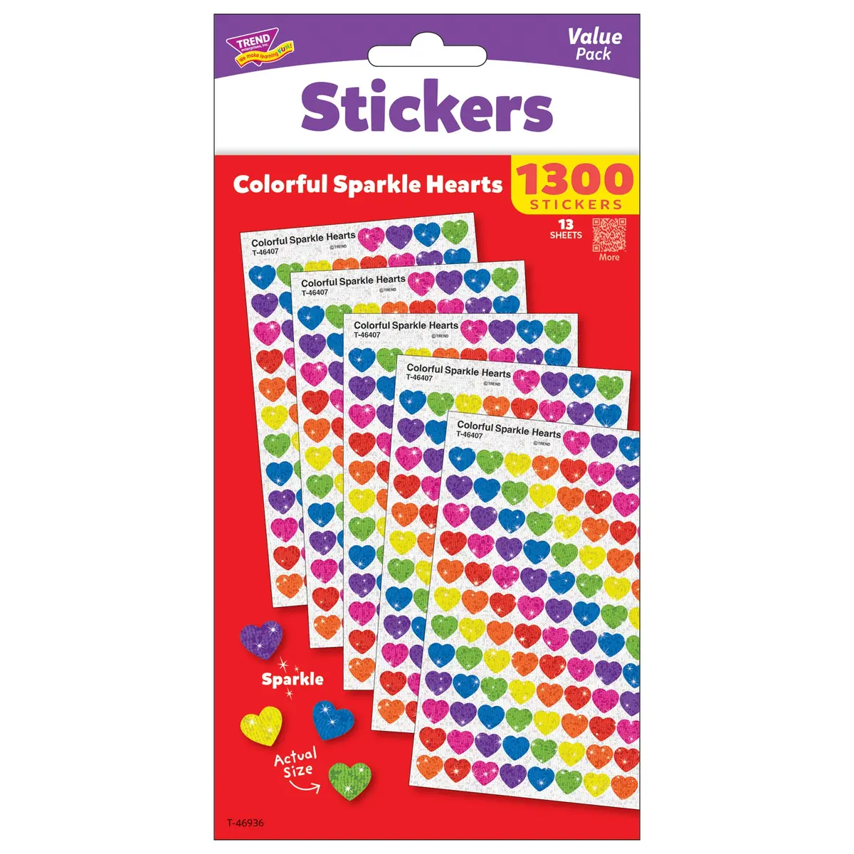 Trend Supershapes Sparkle Hearts Sticker Pack - 1300 Mini Hearts In Assorted Colors 1