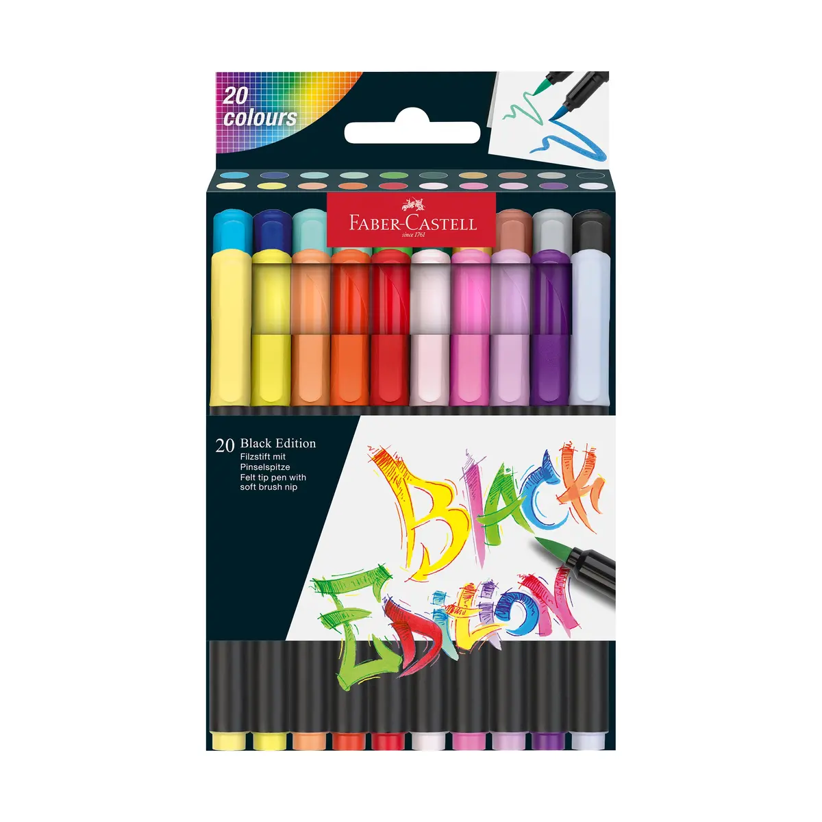 Faber-Castell Black Edition Brush Markers - 20 Vibrant Colors 1
