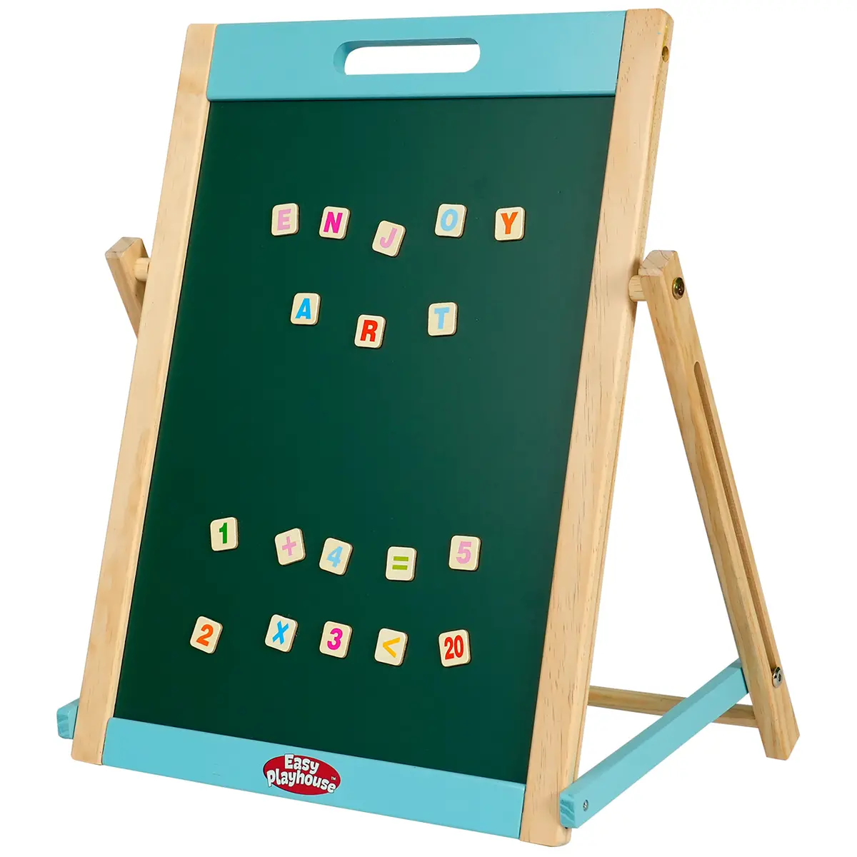 Easy Playhouse Wooden Tabletop Art Easel - Magnetic Double-Sided Chalk & Whiteboard 1