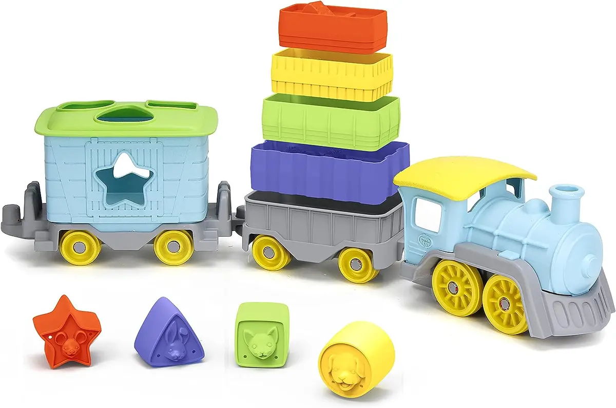 Green Toys Stack And Sort Train - Eco-Friendly Educational Playset - Multicolor 1