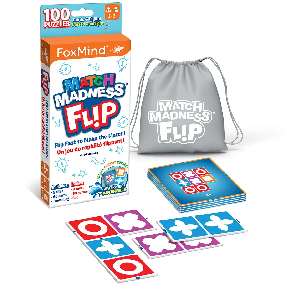 Foxmind Games Match Madness Flip - Travel Sized, Waterproof Pattern Puzzle 1