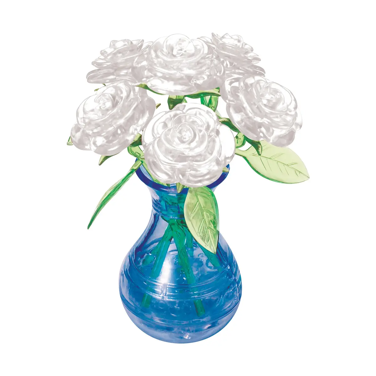 3D Crystal Puzzle - Eloquent White Roses In A Vase, 47 Pieces 1
