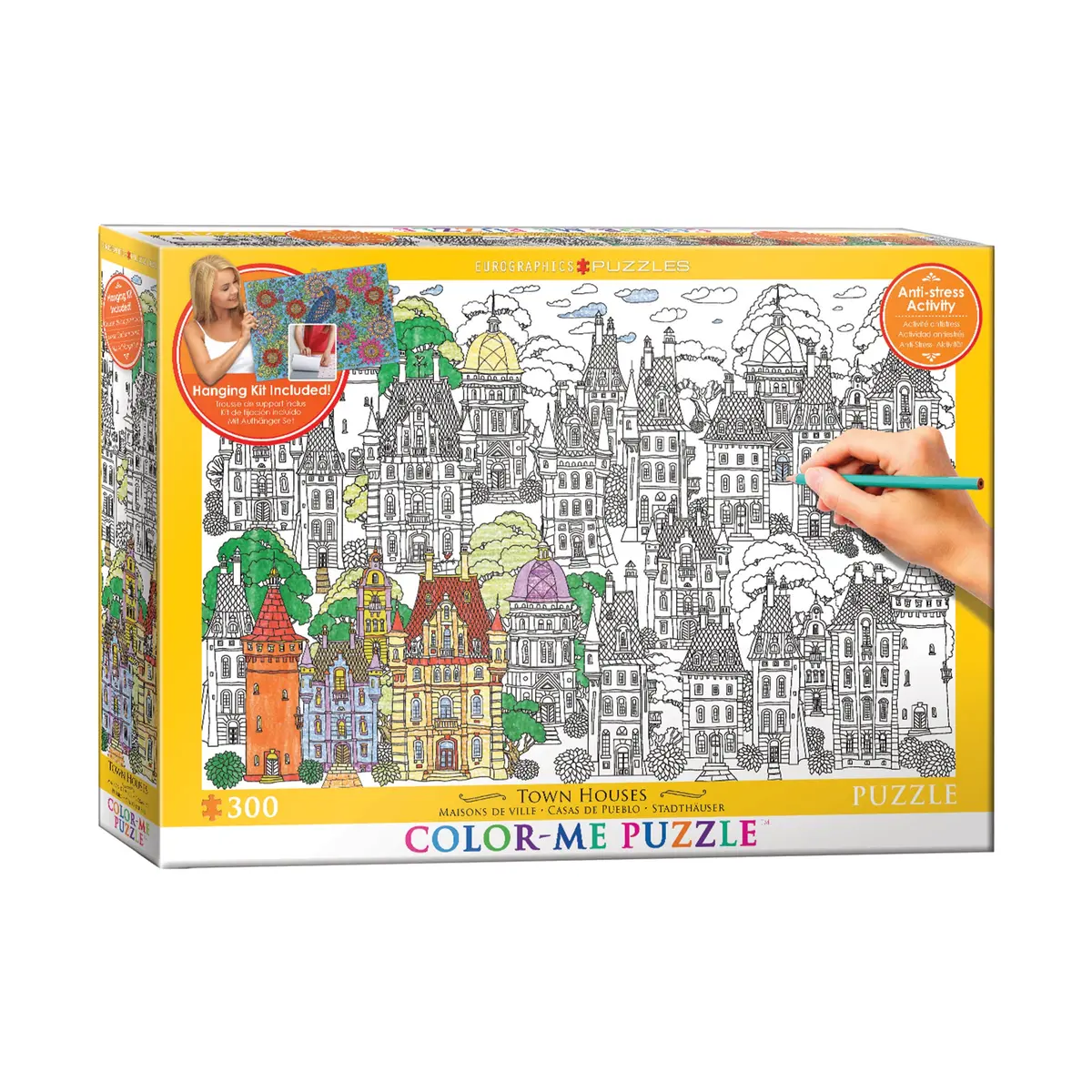 Eurographics Color-Me Town Houses Jigsaw Puzzle - 300 Pc 1
