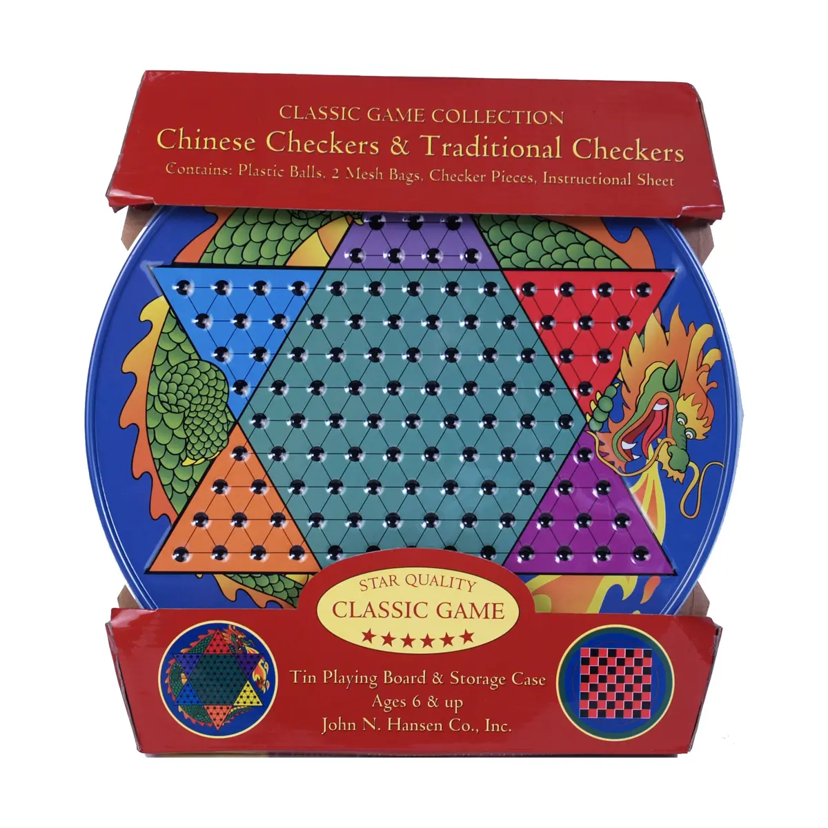 Dragon Duel Chinese Checkers & Traditional Checkers Game Tin 1