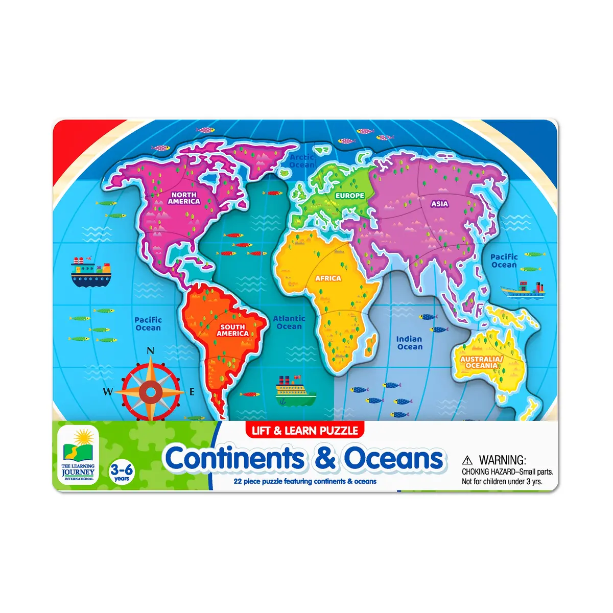 Lift & Learn Puzzle - Global Explorer - Continents & Oceans - 22 Pieces 1