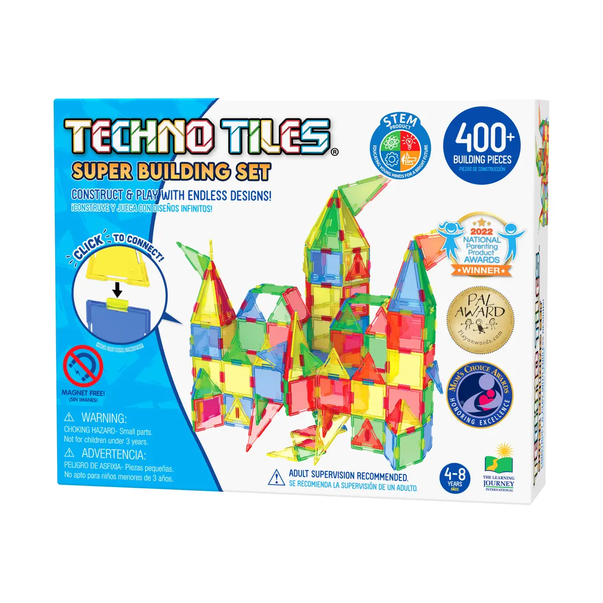 Techno Tiles Super Building Set - Primary Colors 400+ Pieces 1