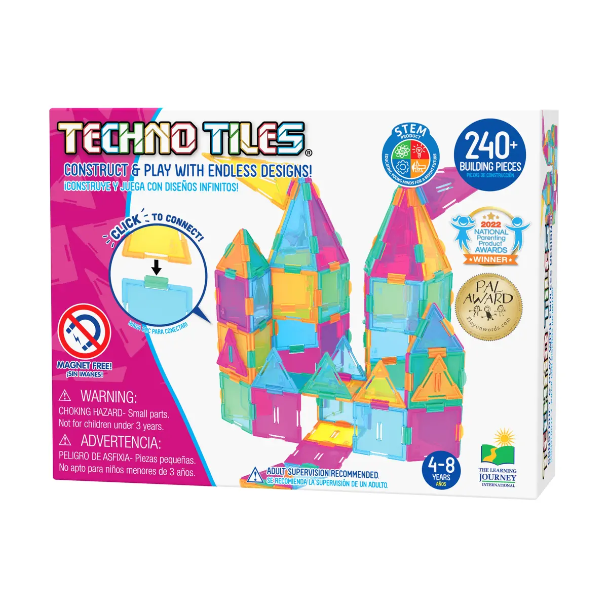 Techno Tiles Geometric Snap & Build Pastel Set - 240+ Pieces 1