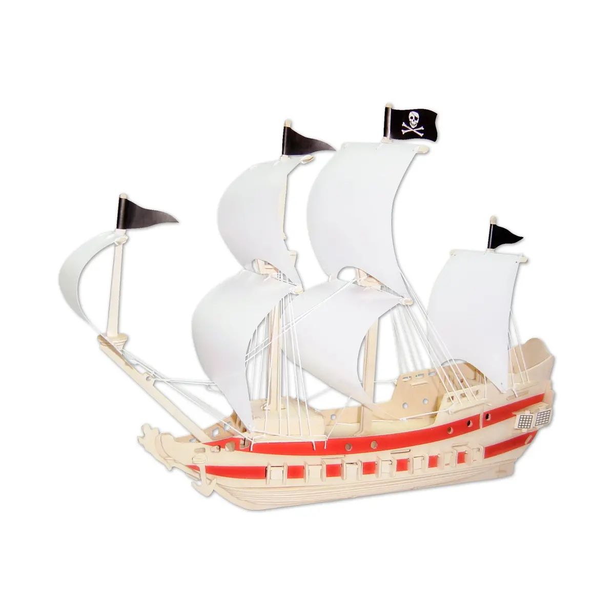 3D Pirate Ship Adventure Natural Wood Puzzle - 1 Set 1