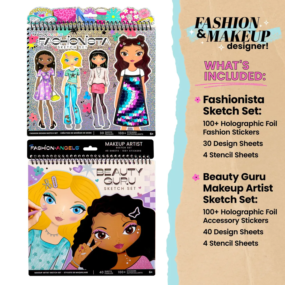 Creative Kids Sketch Portfolio Bundle: Fashionista & Beauty Guru - Design Set 1