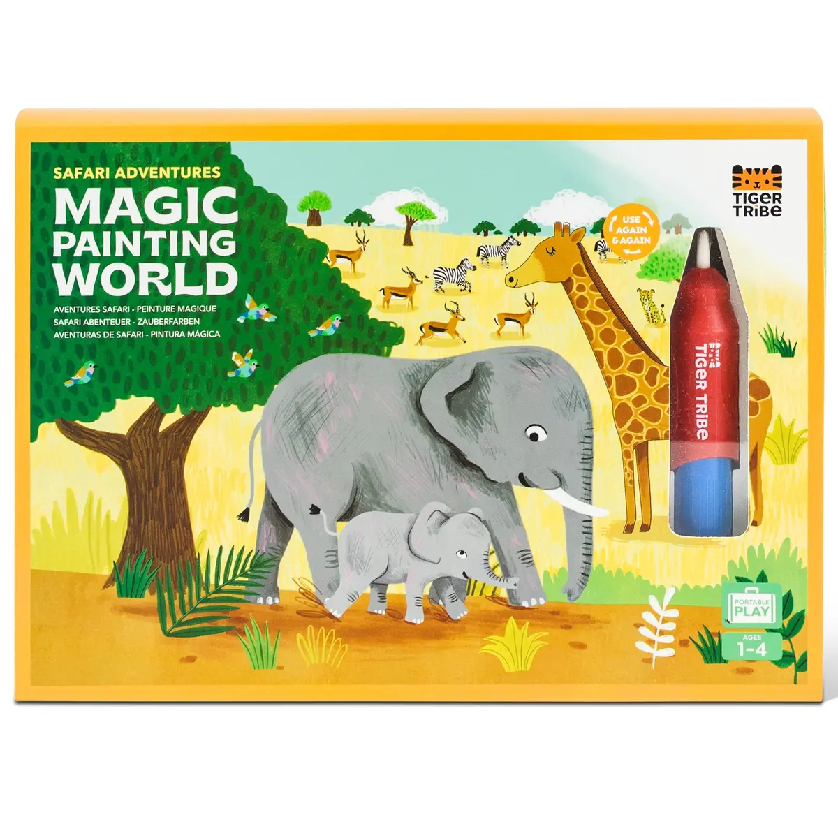 Tiger Tribe Magic Water Painting World Safari Adventures Set - 4 Reusable Cards 1