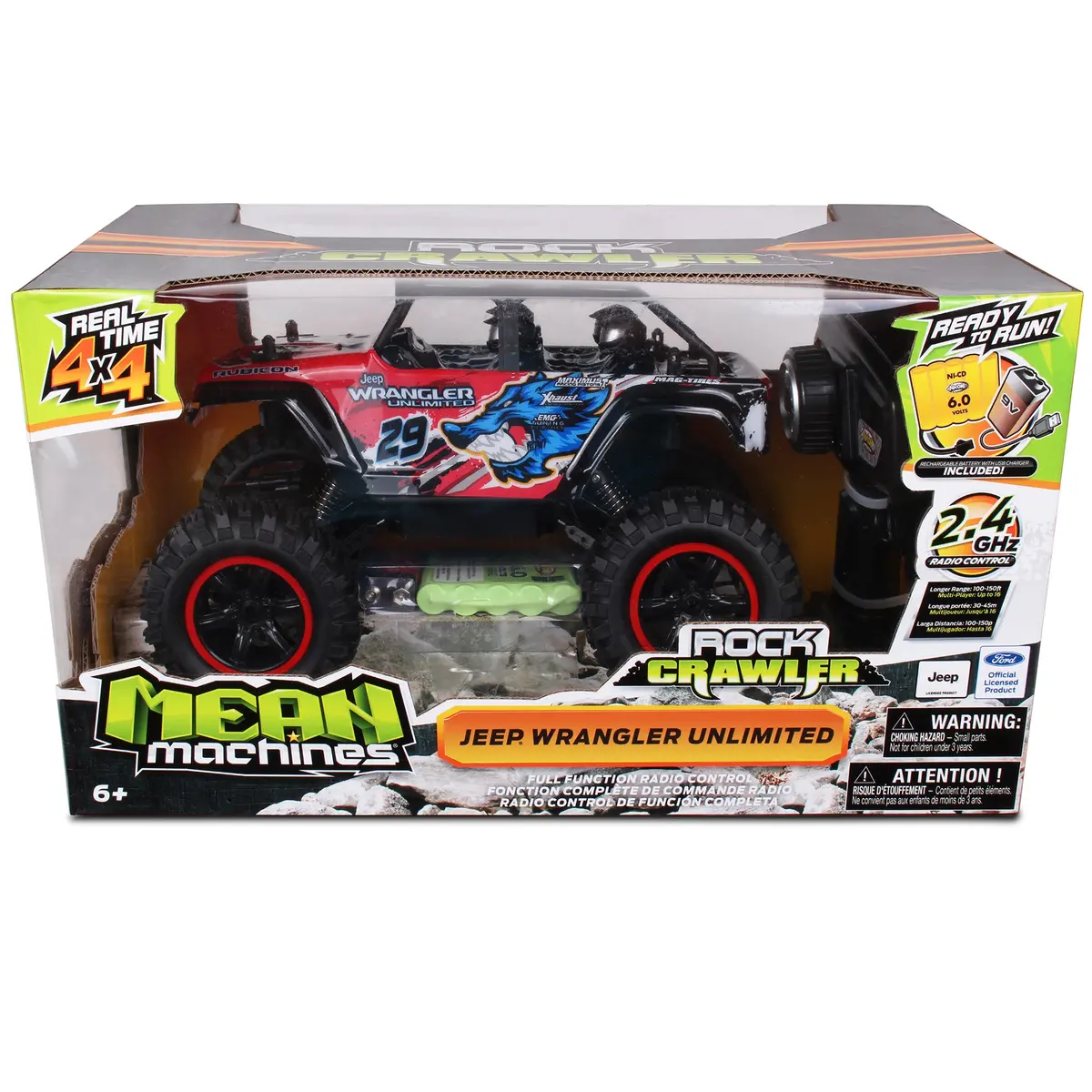 Mean Machines Radio Control 1:16 Jeep Wrangler Unlimited Rock Crawler - Black 1