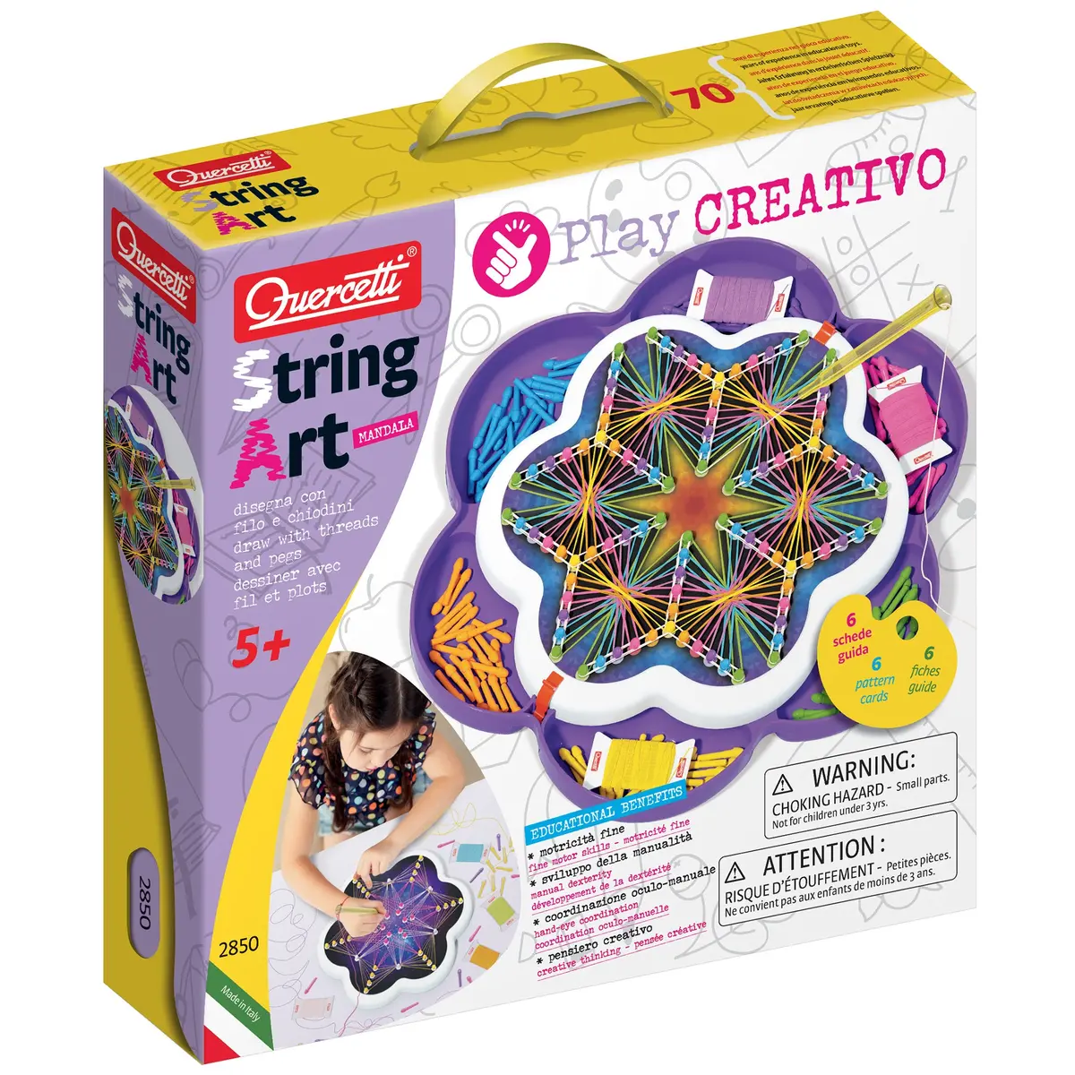 Quercetti Play Creativo String Art Mandala Craft Set - Colorful Design Fun 1