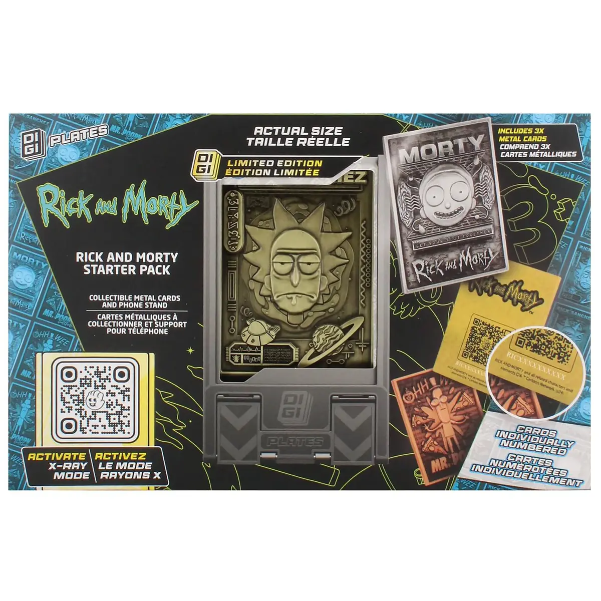 Exquisite Gaming Rick & Morty Digiplate Starter Pack With 3 Collectible Metal Cards & Phone Stand 1