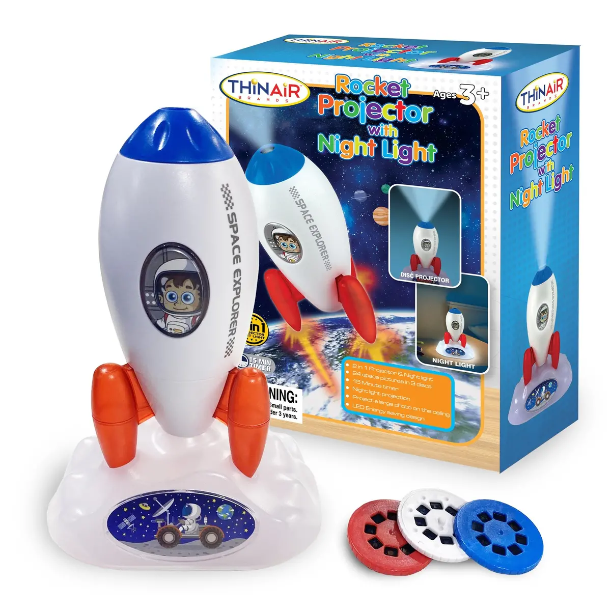 Playful Minds Rocket Projector Night Light - Galactic 2-In-1 Display 1