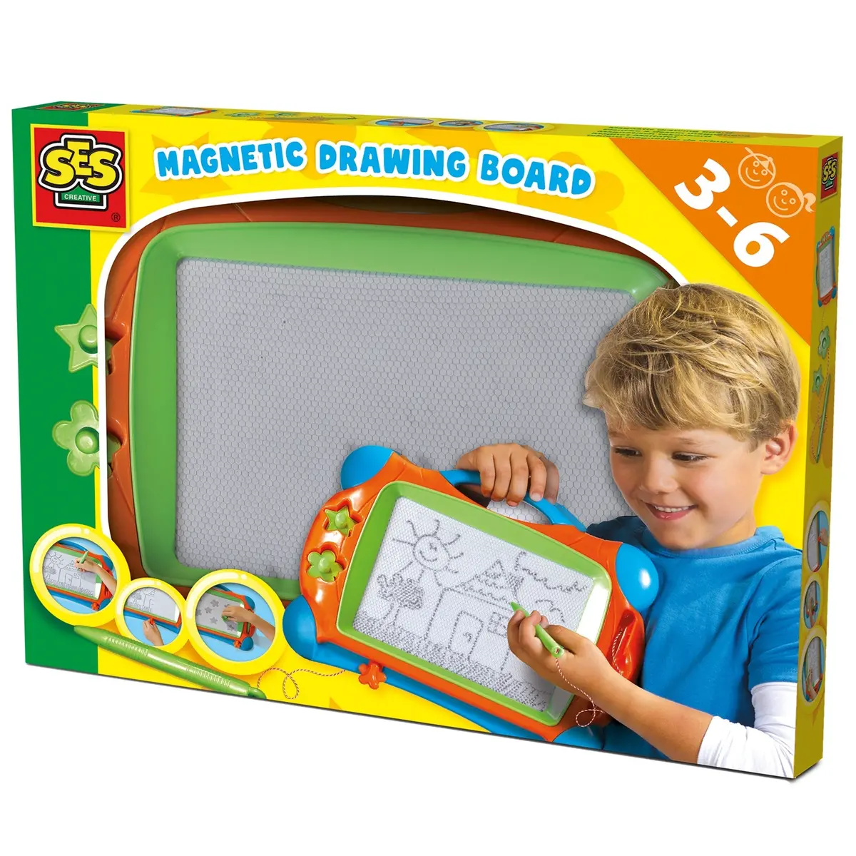 Ses Creative Magnetic Drawing Board With Doodle Pen & Stamps - Art Activity Set For Kids 3+ 1