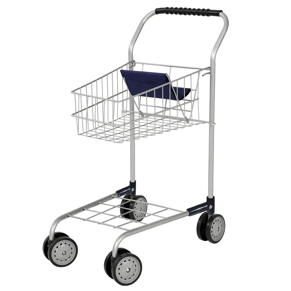 Bayer Design Grocery Shopping Cart - Toddler Pretend Play Toy, Grey & Blue 1