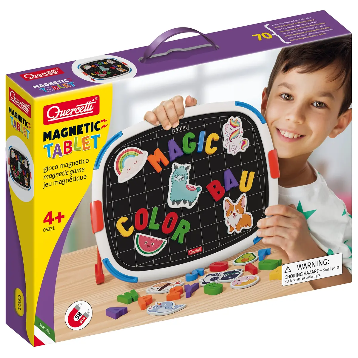 Quercetti Magnetic Discovery Board - Double-Sided Learning Tablet With Letters And Animal Magnets 1