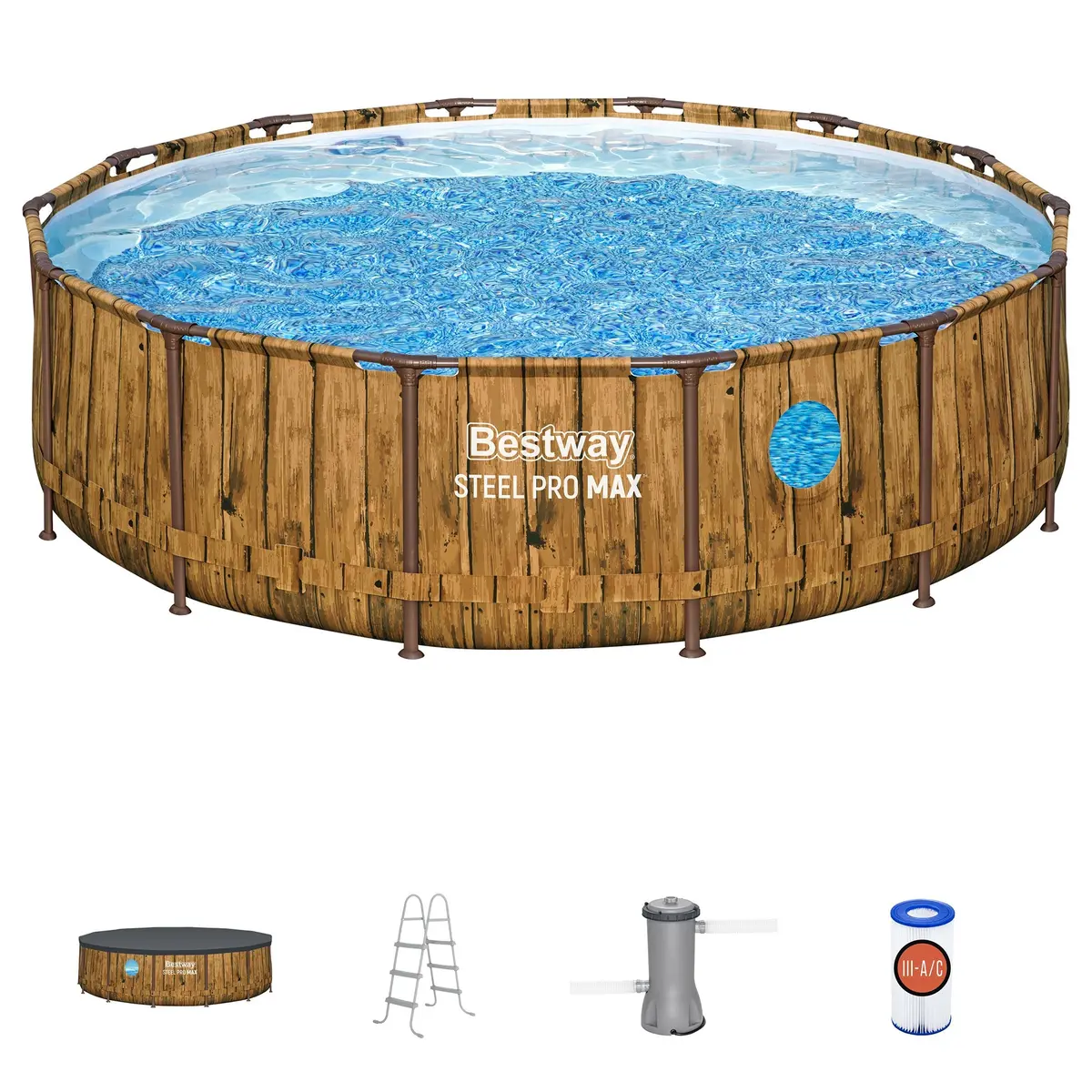 Bestway Steel Pro Max Splashview Round Swimming Pool Set - 14' X 42" 1