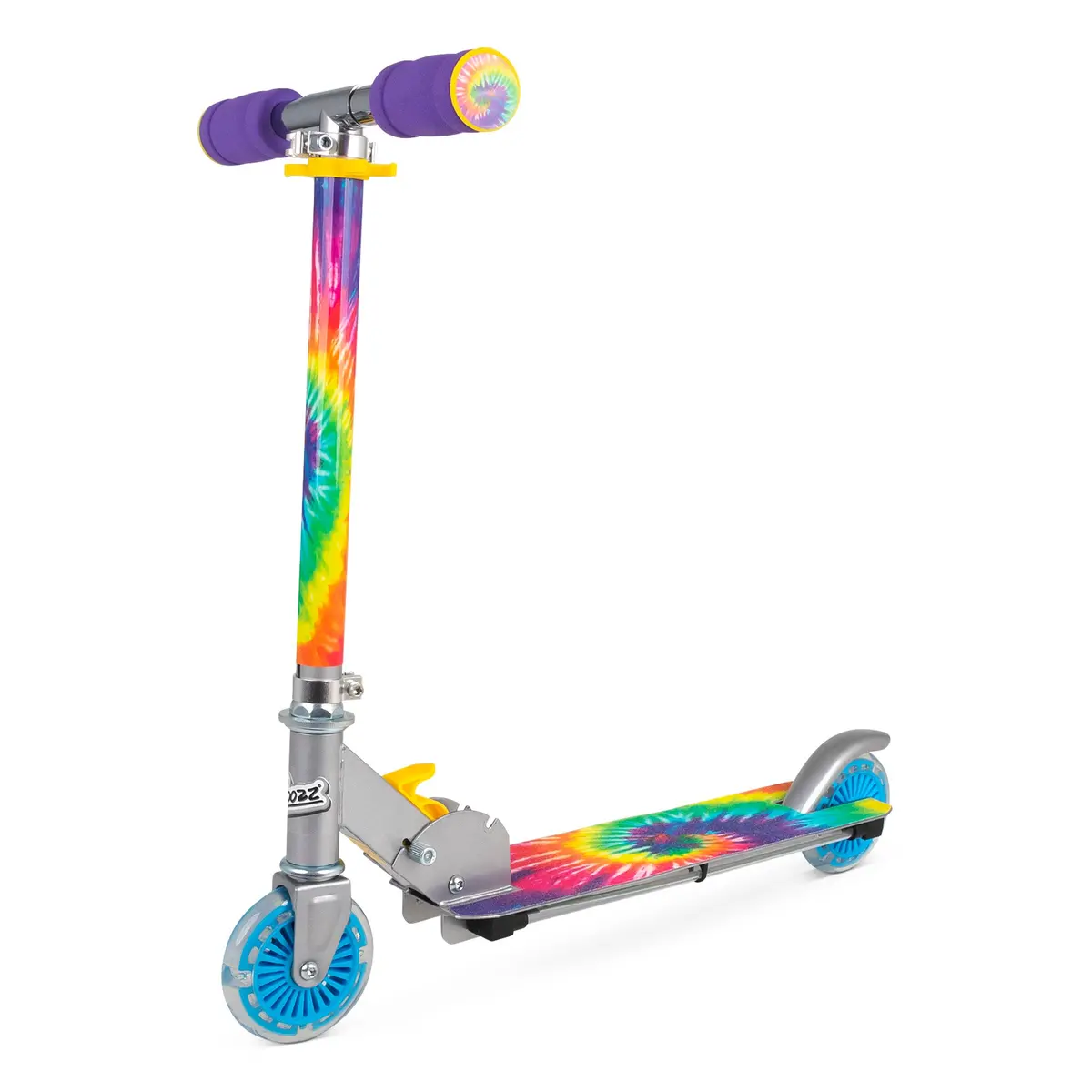 Ozbozz Flashing Scooter - Tie Dye With Light-Up Wheels And Foldable Design 1