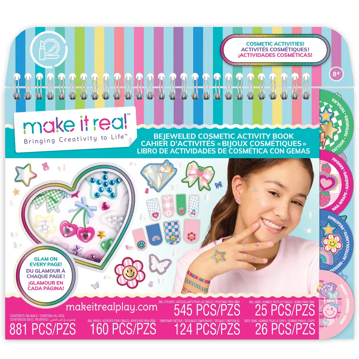 Make It Real Bejeweled Cosmetic Activity Kit - Nail Art & Body Gems For Kids, 8+ 1