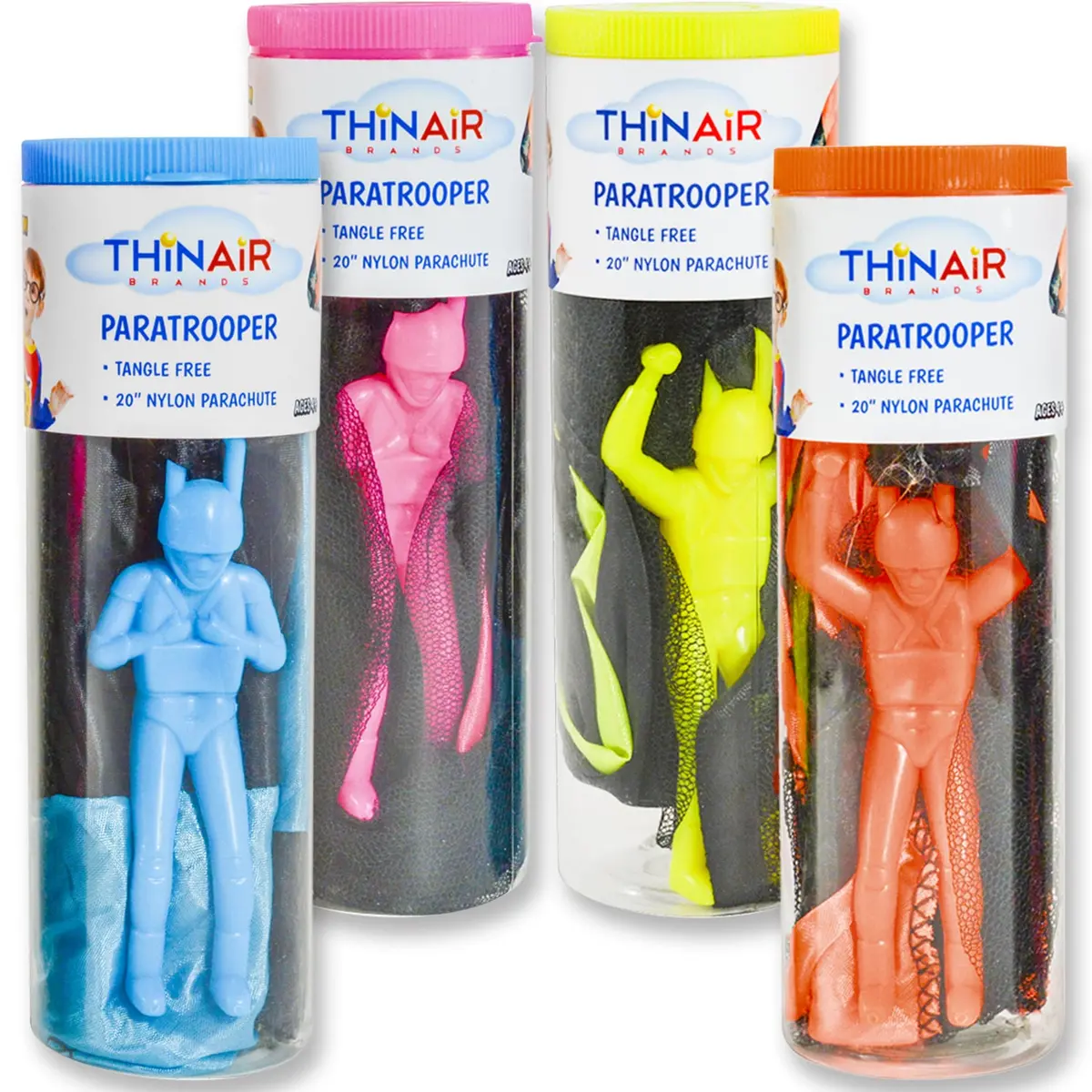 Flight Line Paratrooper Play Set - 4Pk 20" Tangle-Free Parafigurines For Kids 1